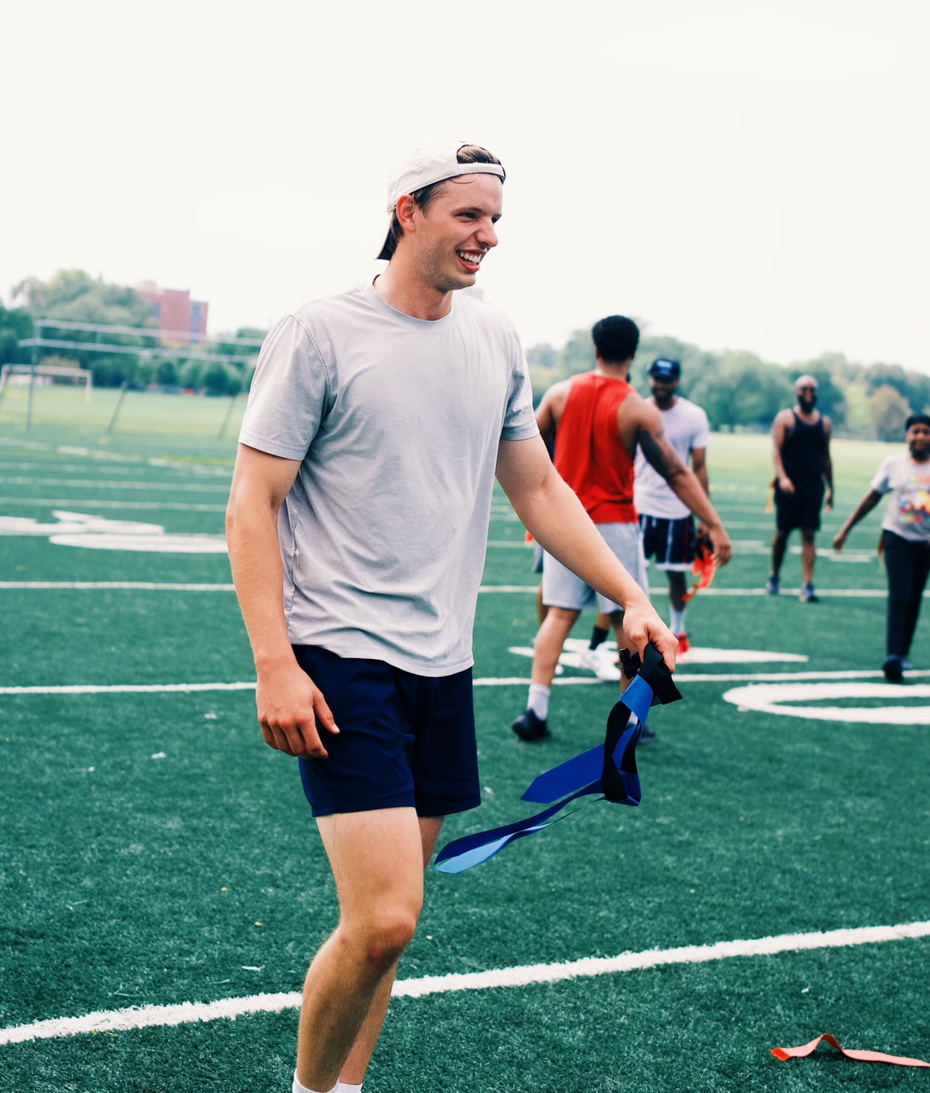 Flag football player running